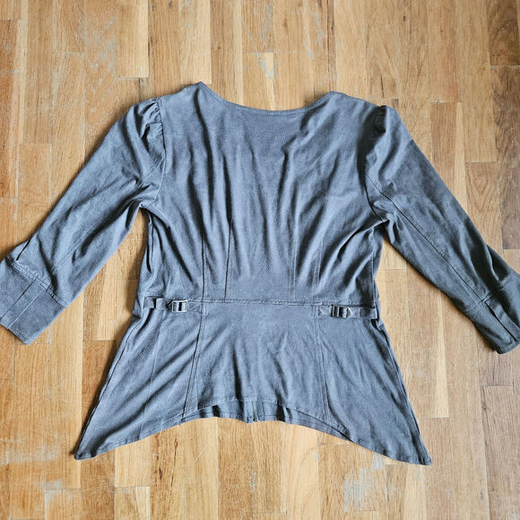 Miilla Taupe Brown Moto Jacket M Faux Suede Zip-Up Edgy Adjustable Waist Utility - Picture 8 of 9